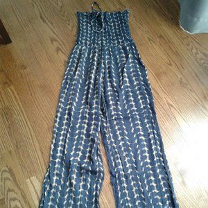 Navy/beige strapless jumpsuit size S
